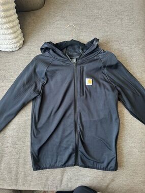 Carhartt Kids Black Hooded Full-Zip Jacket with Logo Patch